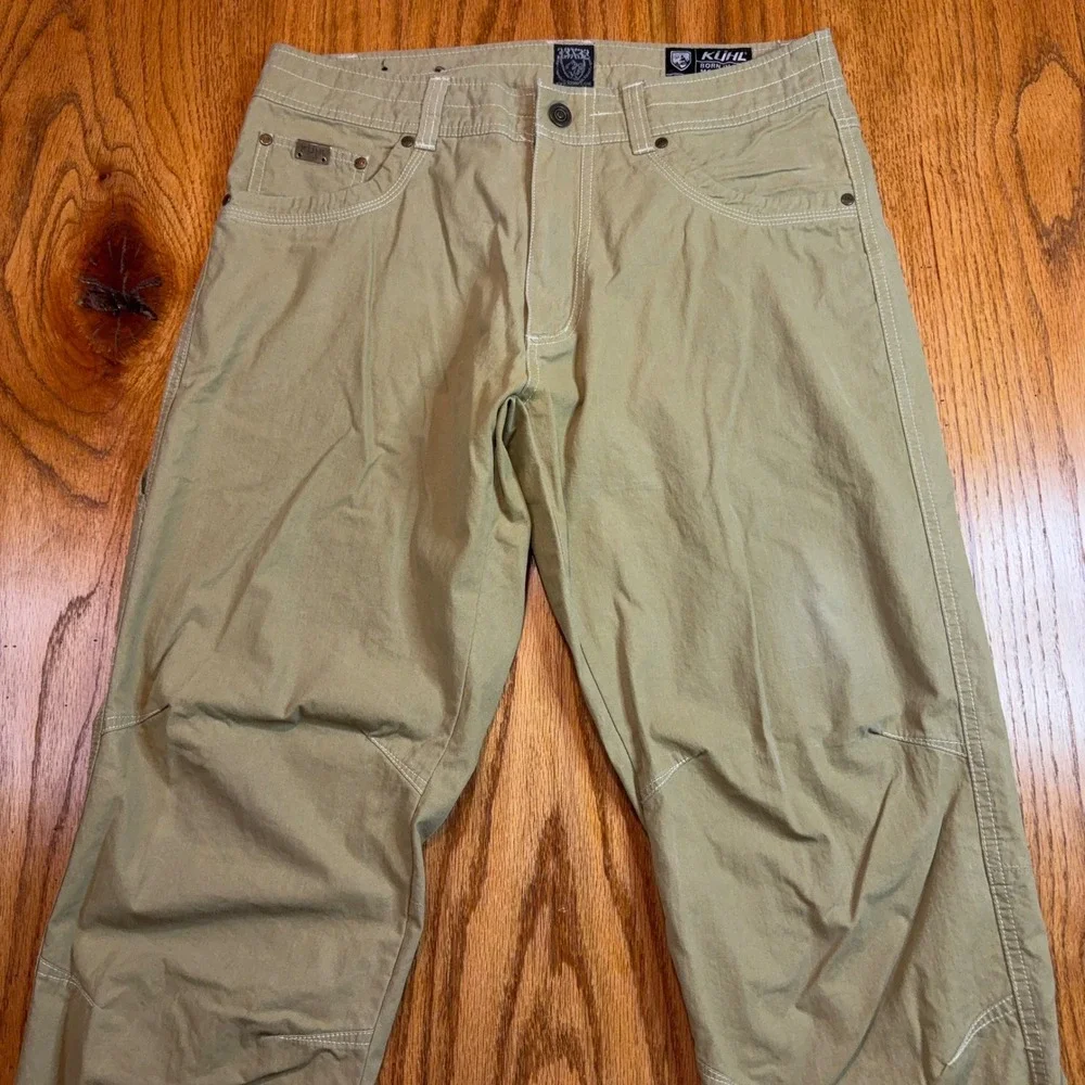 Kuhl Revolvr Pants Mens 33x32 Tan Hiking Outdoor Uberkuhl Articulated Knee FLAW - Picture 3 of 14